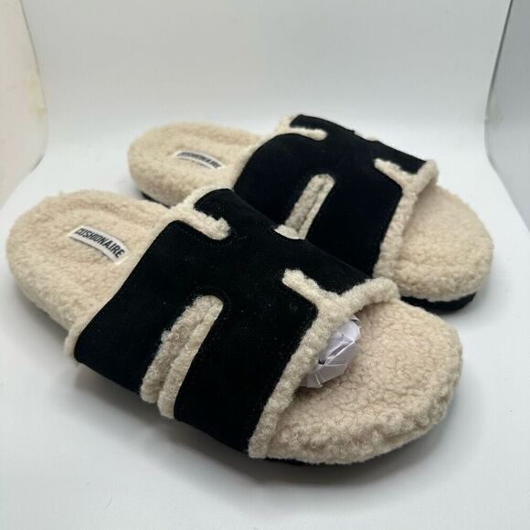 CUSHIONAIRE Women's Cuddle Fur Faux Shearling lined slide sandal +Memory Foam 8. - Picture 1 of 7
